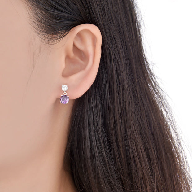 Aretes Puntos de Luz Morados – Plata 925