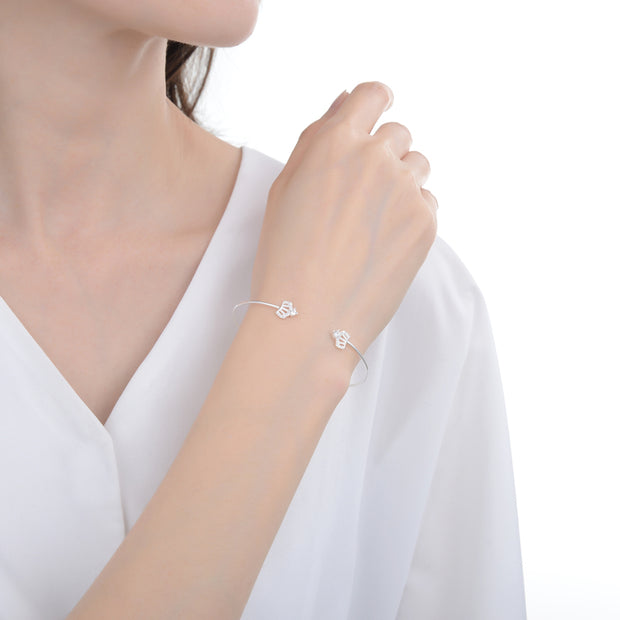 Pulsera Ajustable de Plata 925, Coronas