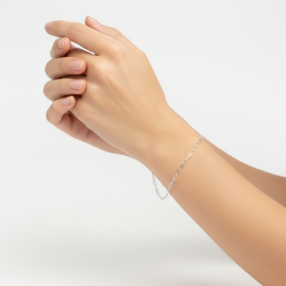 Pulsera Forzatina Alargada con Dije de Letra – Plata 925