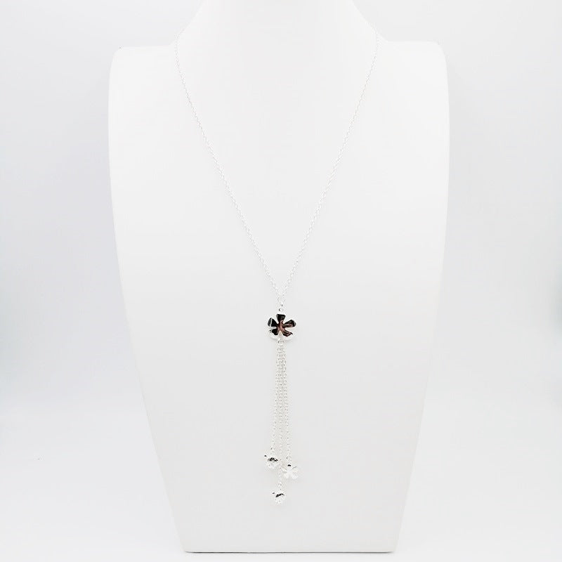 Gargantilla de Plata 925, Tipo Corbatero de Flor y Mariquita