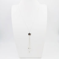 Gargantilla de Plata 925, Tipo Corbatero de Flor y Mariquita