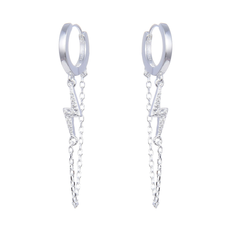Aretes Tipo Argollas de Plata 925, Rayo