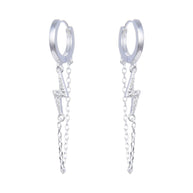 Aretes Tipo Argollas de Plata 925, Rayo