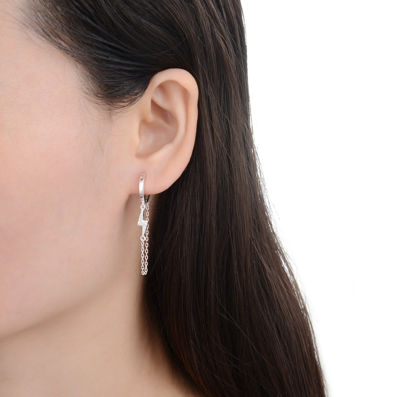 Aretes Tipo Argollas de Plata 925, Rayo