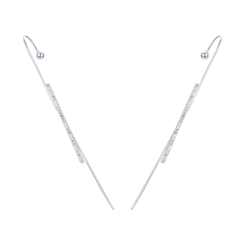 Aretes de Plata 925 para Dama, Ear Clip Bastón