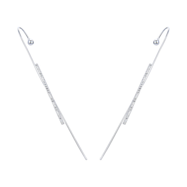 Aretes de Plata 925 para Dama, Ear Clip Bastón