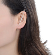Aretes de Plata 925 para Dama, Ear Clip Bastón