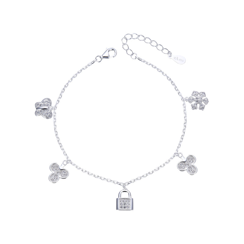 Pulsera de Plata 925 con Adornos Colgantes