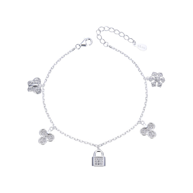 Pulsera de Plata 925 con Adornos Colgantes