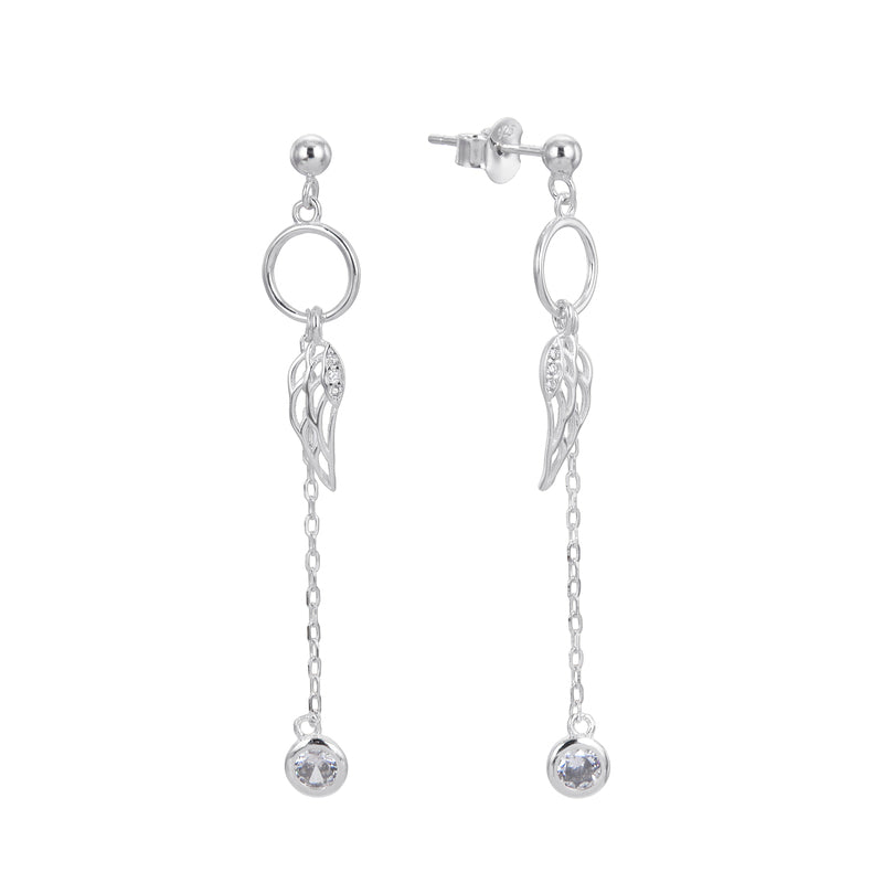 Aretes de Plata 925, con Punto de Luz colgante