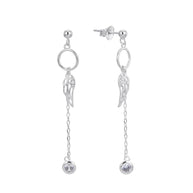 Aretes de Plata 925, con Punto de Luz colgante