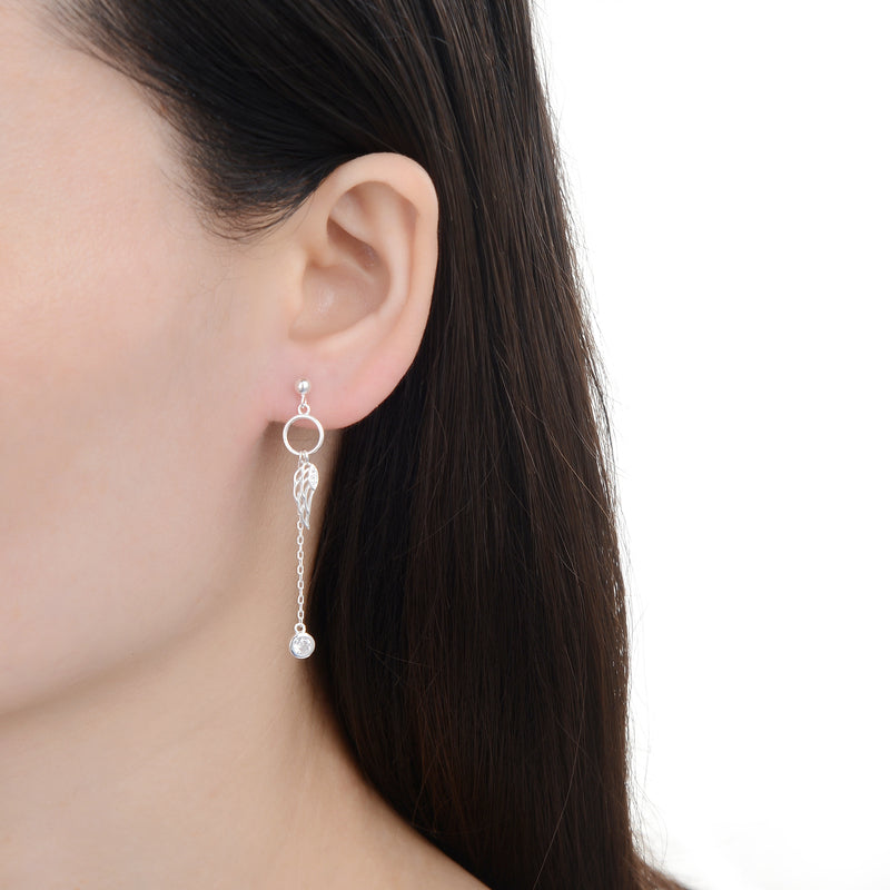 Aretes de Plata 925, con Punto de Luz colgante