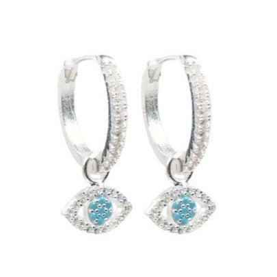 Aretes Tipo Argollas de Plata Italiana 0.925, Ojo Turco Removible