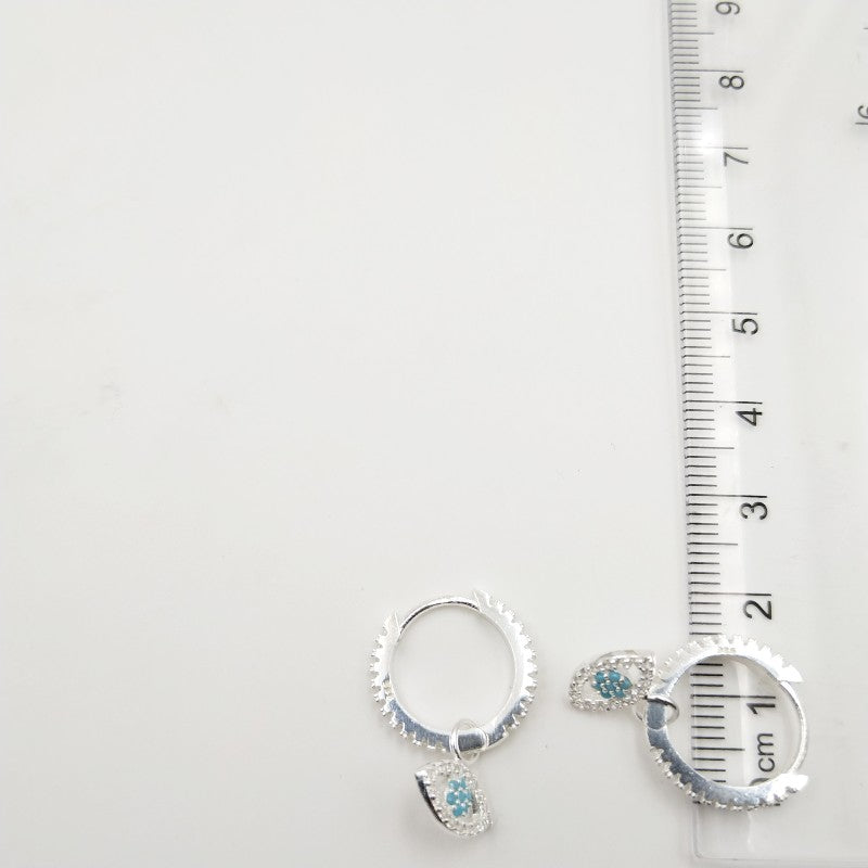 Aretes Tipo Argollas de Plata Italiana 0.925, Ojo Turco Removible
