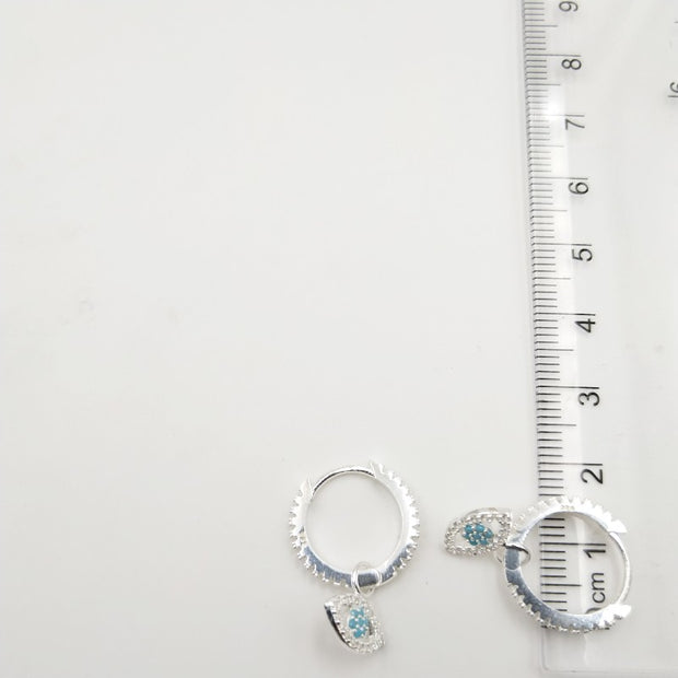 Aretes Tipo Argollas de Plata Italiana 0.925, Ojo Turco Removible