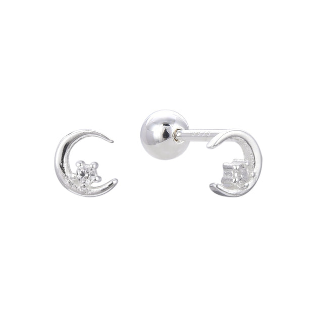 Aretes de Plata 925, Luna y Estrellas