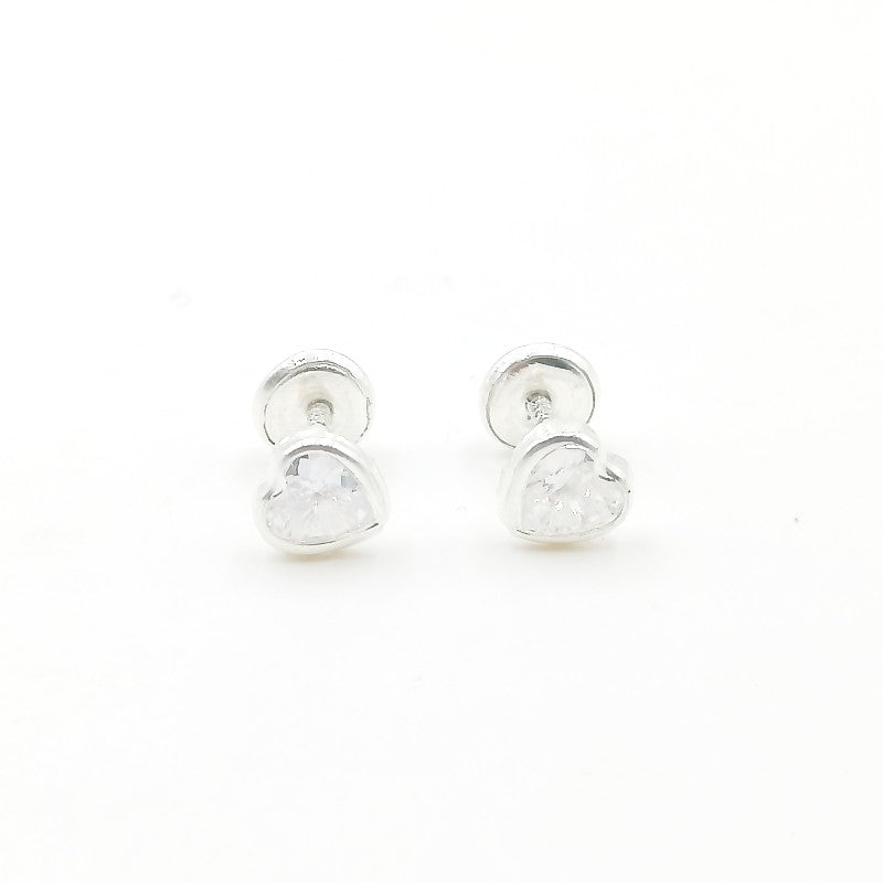 Aretes de Plata 925 con cierre de rosca, Corazón