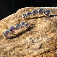 Aretes Tipo Trepadores de Plata 925 para Dama, con Puntos de Luz Rosado