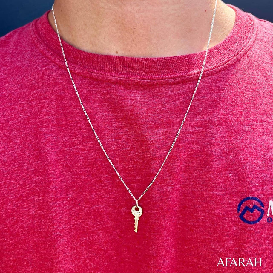 Cadena Figaro de Plata 0.925 con Dije de Llave